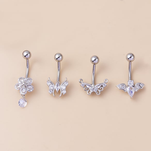 1 Adet Çiçek Kelebek Bakır Zirkonyum Göbek Piercing