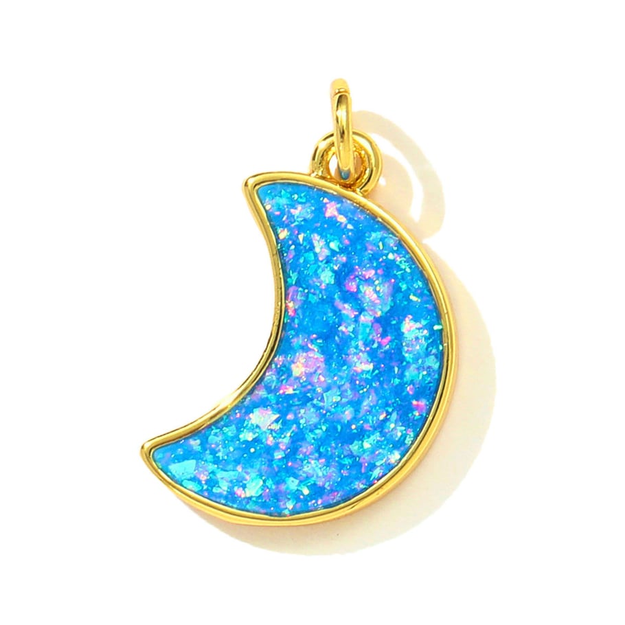 Pendentif romantique en acier inoxydable couleur or pour femme, 1 pièce, motif lune opale 