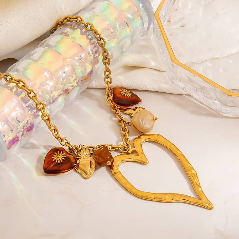 1 Piece  Sweet Irregular Shape Heart Stainless Steel  Women's Pendant Necklaces Picture4