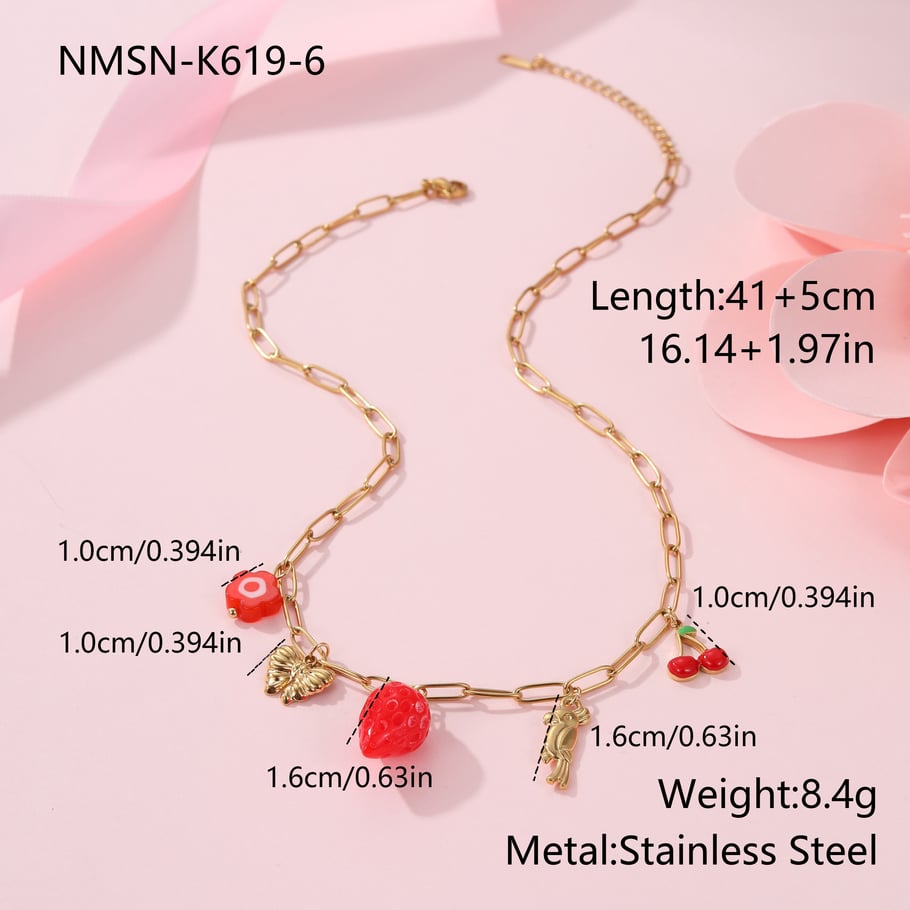 Romantic  Flower Sun Cartoon Strawberry Stainless Steel  Women's Jewelry Sets 
