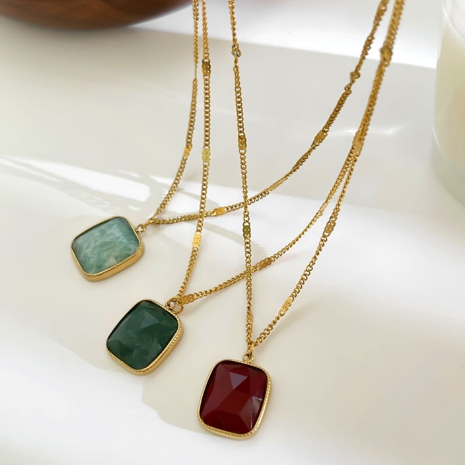 1 Piece Natural Stone Stainless Steel Pendant Necklace Picture4
