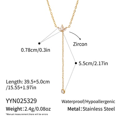 Collana con ciondolo in zircone color oro a forma di fiore a Y, 1 pezzo h5 