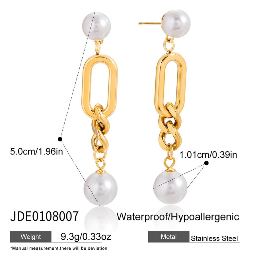 1 paio di orecchini pendenti da donna in acciaio inossidabile color oro con cerchio glamour Immagine2
