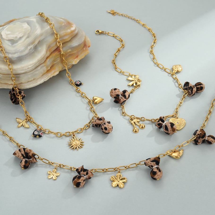 1 Piece  Irregular Shape Heart Leopard Print Stainless Steel  Women's Pendant Necklaces Picture3