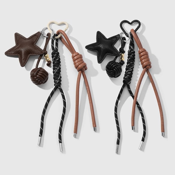 1 Piece Leather Star Woven Ball Bag Charm 2