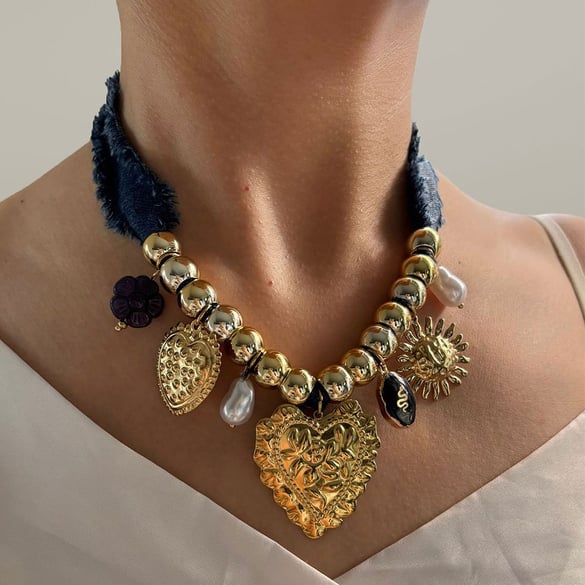 1 Piece Heart Gold Color Pendant Necklace 2