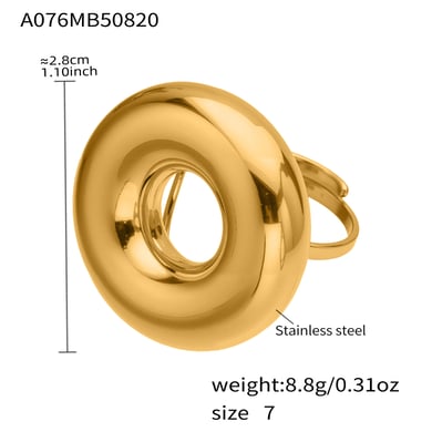 1 Piece Sleek Circle Stainless Steel Gold Color Statement Rings h5 Picture2
