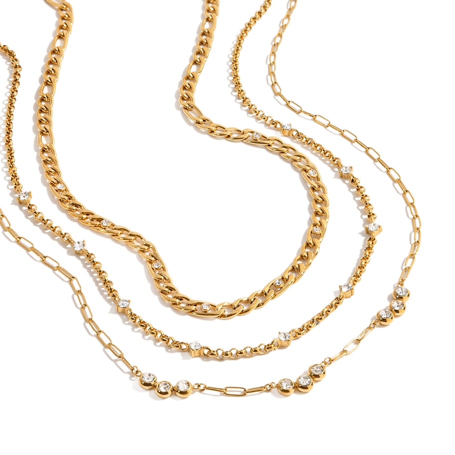 1 Stück anspruchsvolle Twist Edelstahl Gold Farbe Zirkon Damen Kette Halsketten Bild7