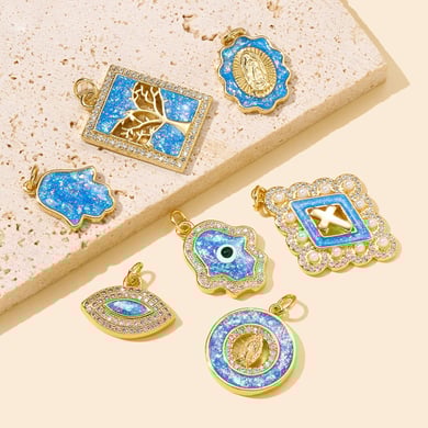 Pendentif luxueux en acier inoxydable couleur or pour femme, motif animal opale, 1 pièce h5 Image3