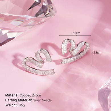 1 Pair Festive Series Sweet Heart Copper Stud Earrings h5 