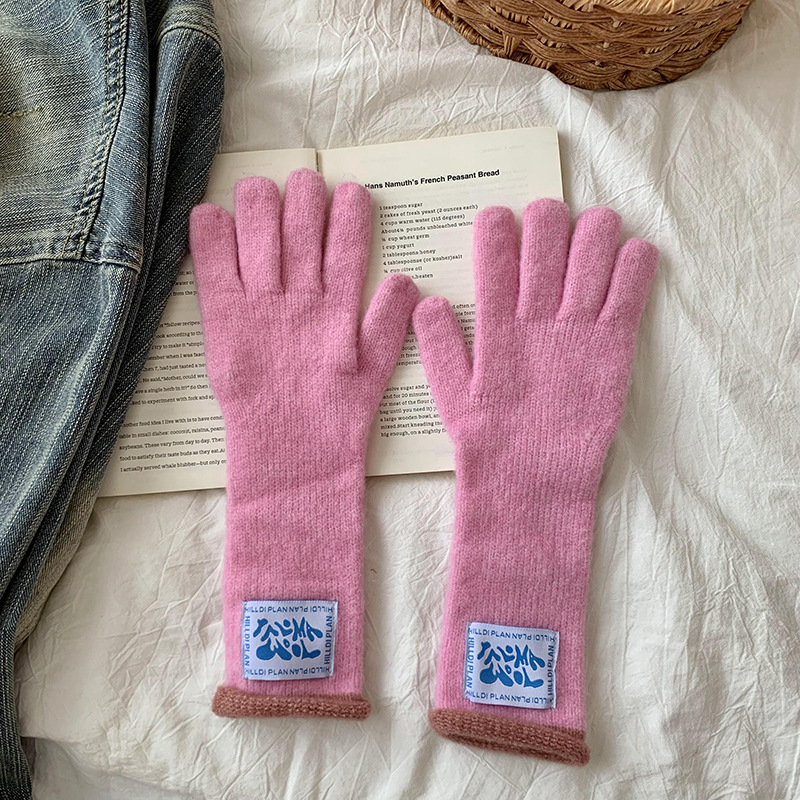 1 paire de gants élégants en polyester de couleurs mélangées pour femmes