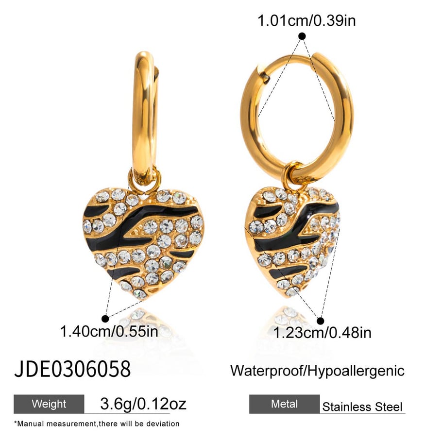 1 paio di orecchini pendenti da donna in acciaio inossidabile color oro con stampa leopardata romantica Immagine2