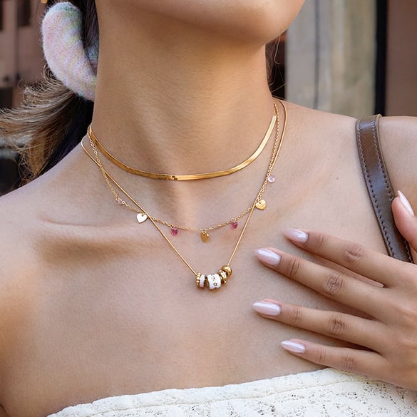 1 Piece Exquisite Classic Circle Stainless Steel Gold Color Zircon Women's Pendant Necklaces