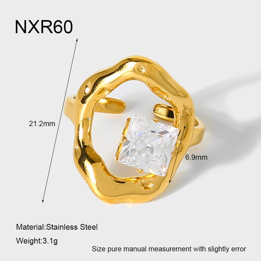 1 pezzo romantico elegante cerchio rettangolo in acciaio inossidabile zircone anelli da donna dichiarazione 