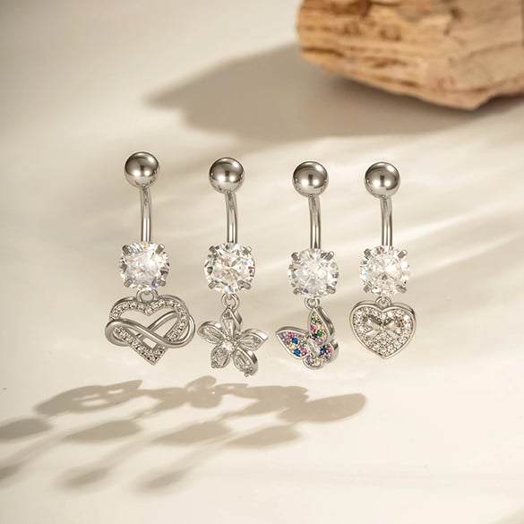 1 Adet Kelebek Bakır Zirkonyum Göbek Piercing 2