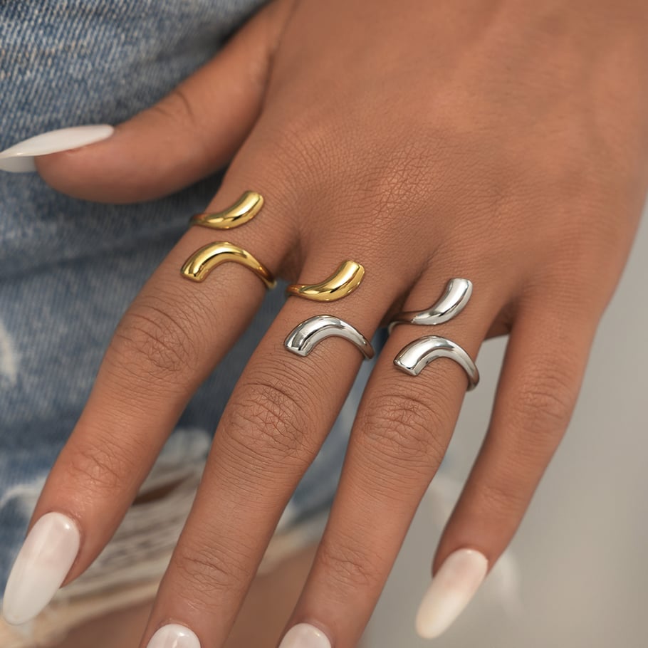 1 Stück einfache Statement-Ringe aus Edelstahl mit unregelmäßiger Form für Damen Bild4