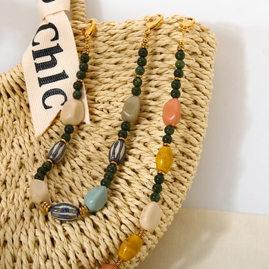 1 Piece  Retro Irregular Shape Rectangle Ceramics  Gold Color Women's Beaded Necklaces h5 Picture4