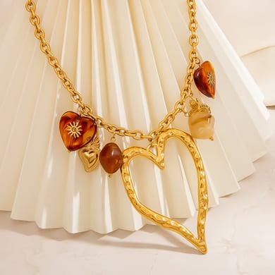1 Piece  Sweet Irregular Shape Heart Stainless Steel  Women's Pendant Necklaces h5 Picture5