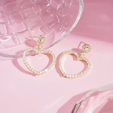 1 Pair Festive Series Sweet Heart Copper Drop Earrings h5 Picture4