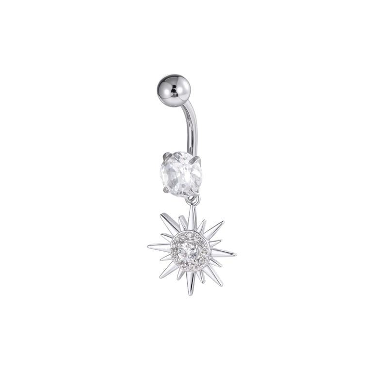 1 Adet Güneş ve Ay Bakır Zirkonyum Göbek Piercing 