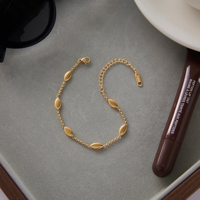 Braccialetti a catena da donna in acciaio inossidabile color oro a forma di foglia minimalista, 1 pezzo h5 Immagine6