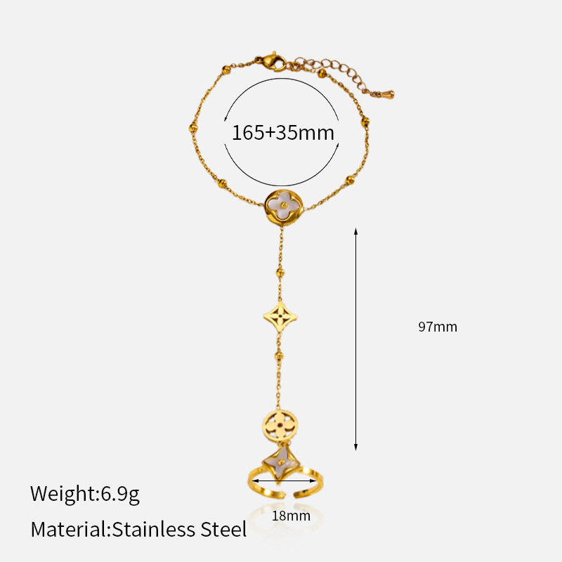 1 Piece Classic Flower Stainless Steel Gold Color Chain Bracelet 