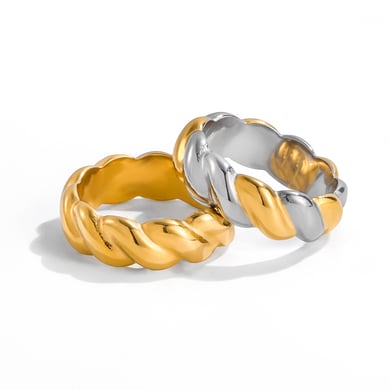 1 Stück klassischer Twist, gemischte Gold- und Silberfarben, minimalistischer Edelstahlring für Damen h5 Bild6