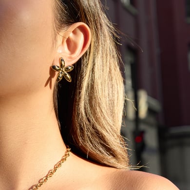 1 Paar Sexy Blume Leopardenmuster Edelstahl Gold Farbe Damen Ohrstecker h5 Bild3
