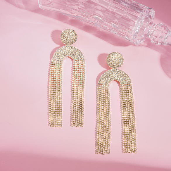 1 Pair Festive Series Irregular Shape Tassel Copper Drop Earrings 2