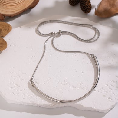 Collana con ciondolo color oro in acciaio inossidabile con catena classica da 1 pezzo h5 Immagine3