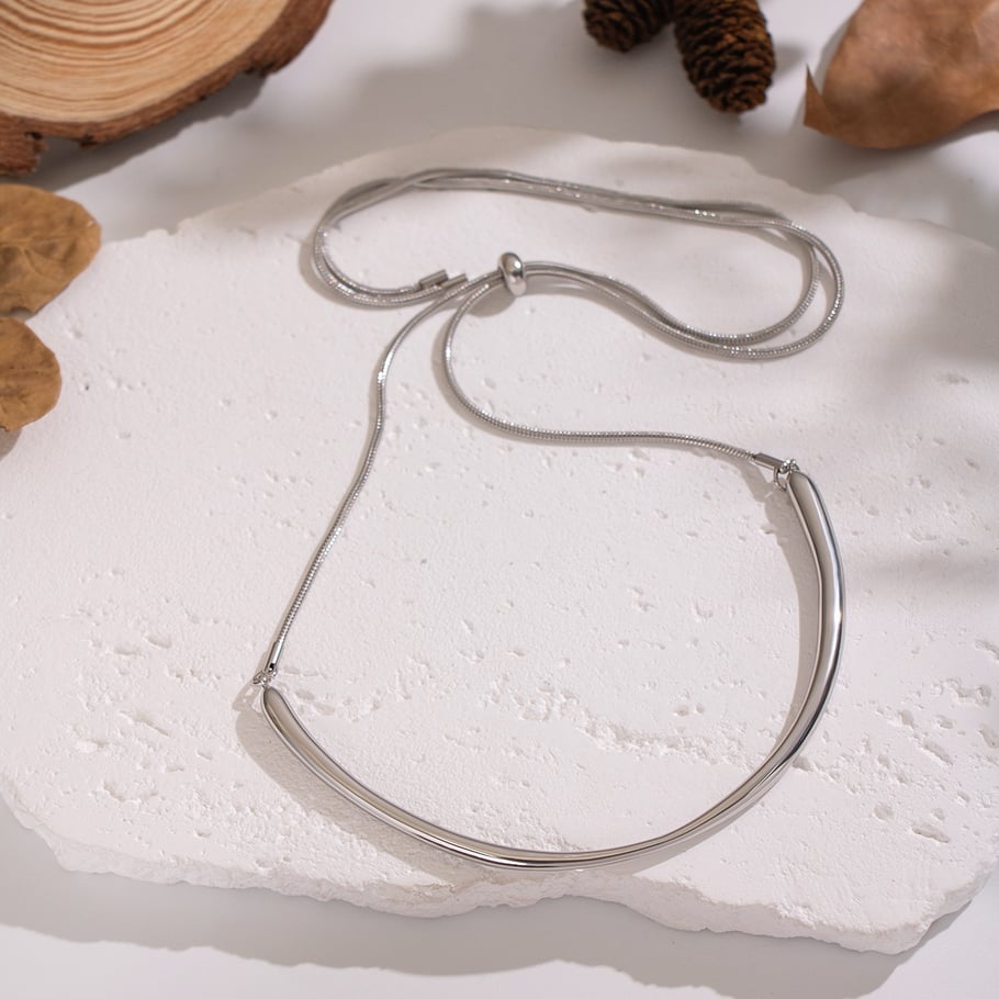 Collana con ciondolo color oro in acciaio inossidabile con catena classica da 1 pezzo Immagine3