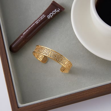 1 pezzo di braccialetti da donna in acciaio inossidabile color oro con intricati dettagli scavati h5 Immagine5