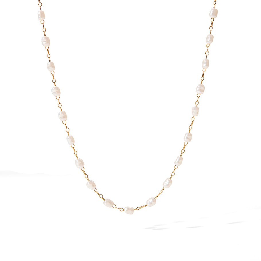 1 Piece Simple  Beads Stainless Steel   Gold Color  Women's Beaded Necklaces Picture5
