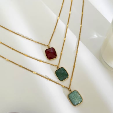 1 Piece Natural Stone Stainless Steel Pendant Necklace h5 Picture5