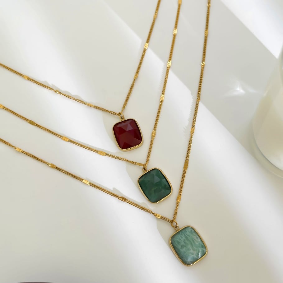 1 Piece Natural Stone Stainless Steel Pendant Necklace Picture5