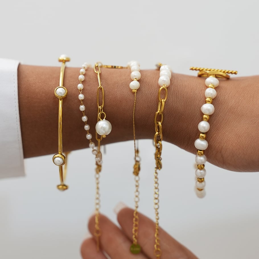 1 Stück unregelmäßig geformte Edelstahl-Kettenarmbänder in Goldfarbe für Damen h5Bild6