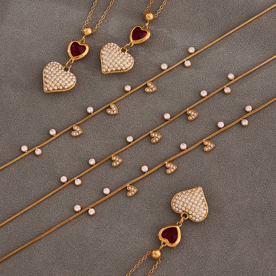 1 collar con colgante de circonita de color dorado y acero inoxidable con forma de corazón para mujer. h5Imagen4