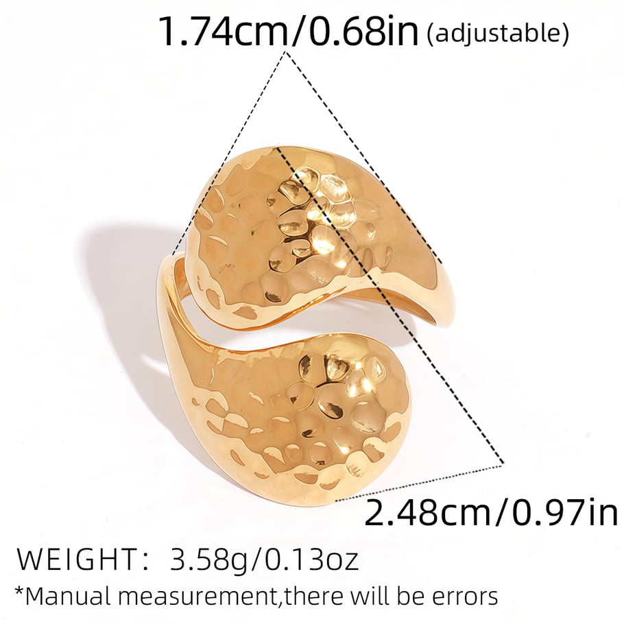 1 Piece Simple Irregular Shape Hammer Pattern Stainless Steel Women’s Statement Rings h5Picture2