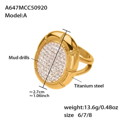 1 Piece Lustrous Clover Stainless Steel Gold Color Statement Rings h5 