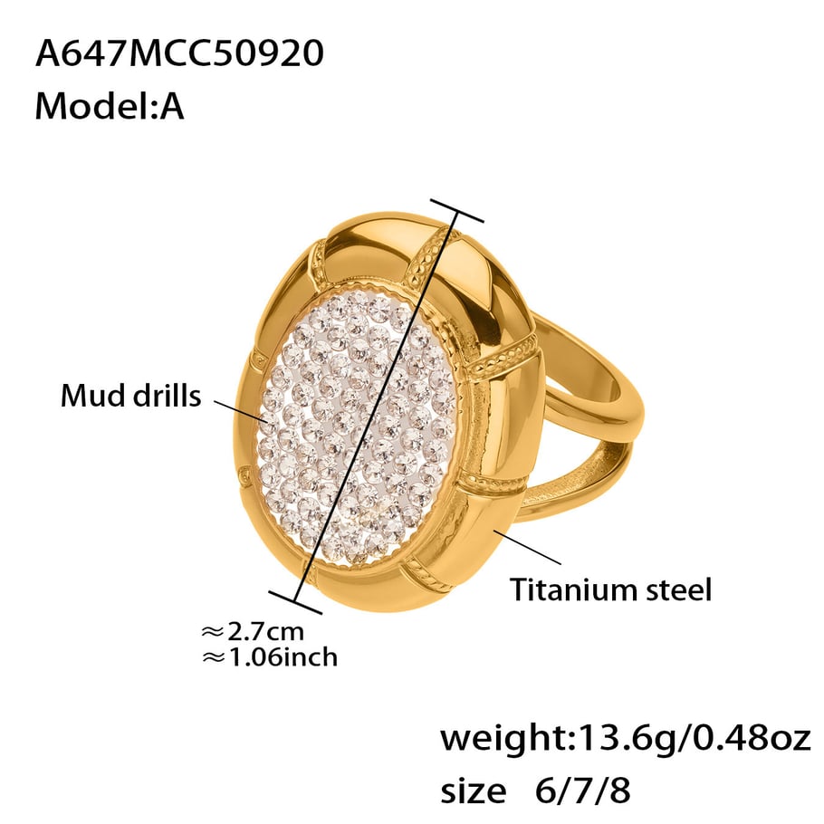 1 Piece Lustrous Clover Stainless Steel Gold Color Statement Rings