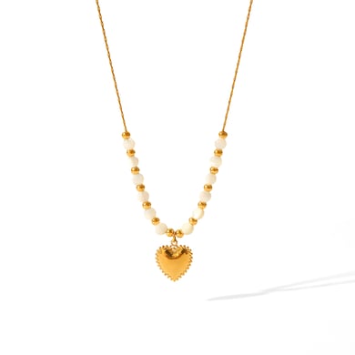 1 Piece Simple  Heart Stainless Steel   Gold Color  Women's Pendant Necklaces h5 