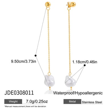 1 Pair Elegant Irregular Shape Stainless Steel Gold Color Women's Dangle Earrings h5 Picture2