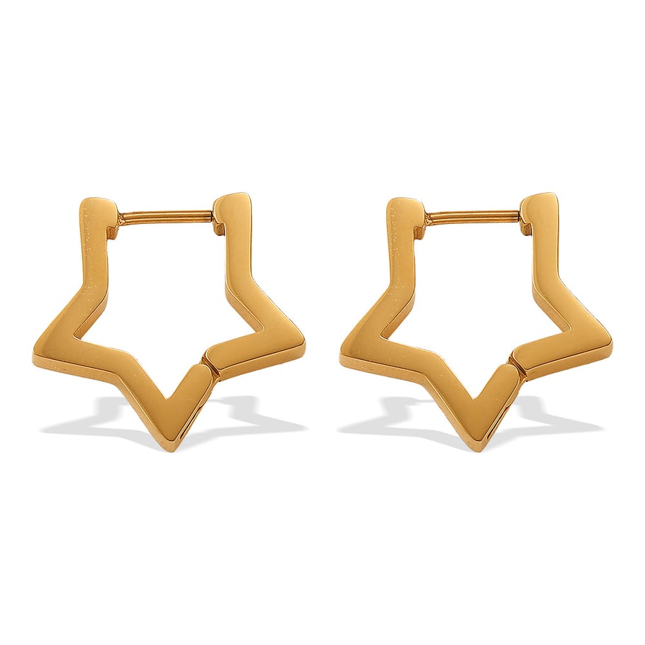1 Pair Star Shape Stainless Steel  Gold Color Hoop Earrings Picture4