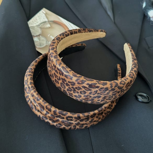 1 Parça Retro Leopar Desenli Kumaş Kadın Saç Bantları
