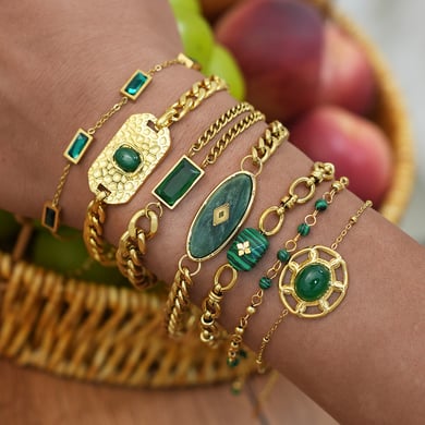 1 Stück Retro Unregelmäßige Form Edelstahl Gold Farbe Damen Kette Armbänder h5 Bild3