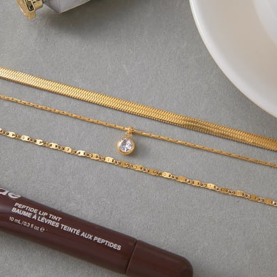 1 Piece Delicate Circle Stainless Steel Gold Color Zircon Women's Layered Necklaces h5 Picture6