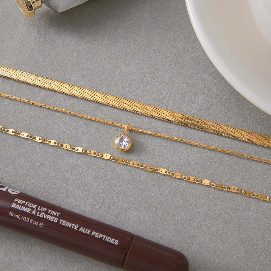 1 Piece Delicate Circle Stainless Steel Gold Color Zircon Women's Layered Necklaces Picture6