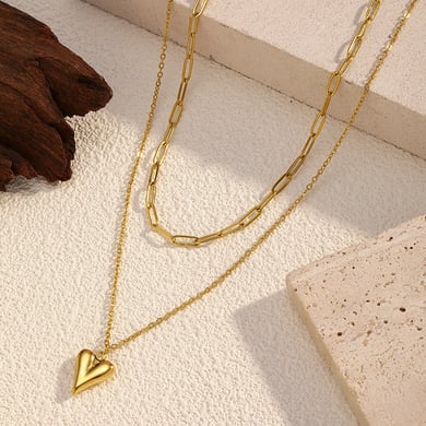 1 Piece Heart Stainless Steel Gold Color Layered Necklace h5 Picture4