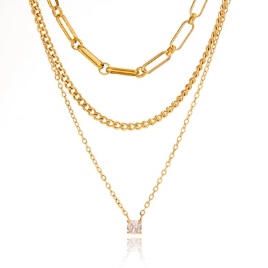 1 Piece Simple Circle Stainless Steel Gold Color Zircon Women's Layered Necklaces h5 