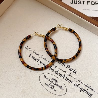 1 Pair Retro Leopard Pattern Iron Hoop Earrings h5 